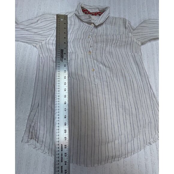 Isabelle Sinclair Womens Linen Blend Button Up Shirt Top XS White Striped Casual - Picture 9 of 9